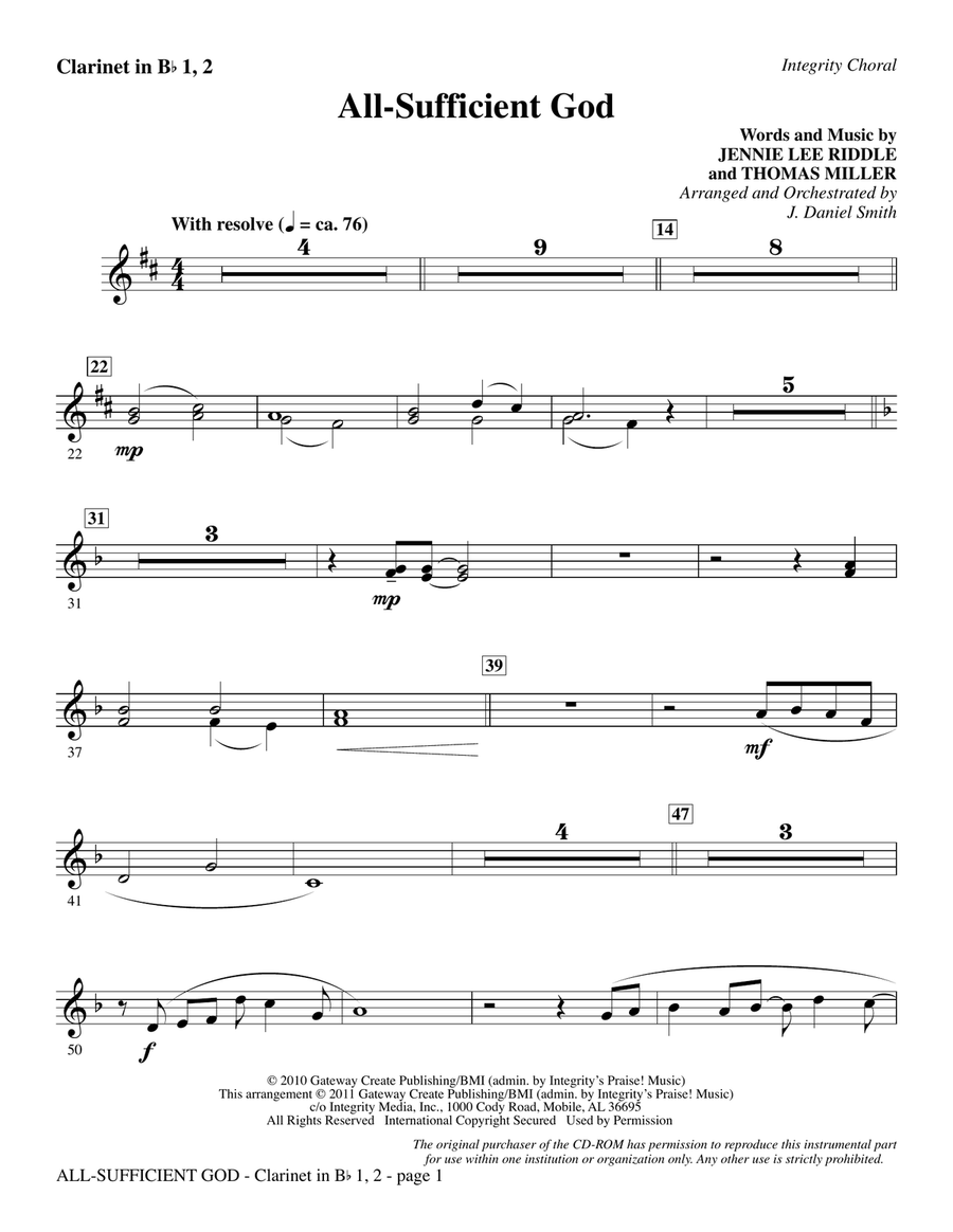 All-Sufficient God - Clarinet 1 & 2