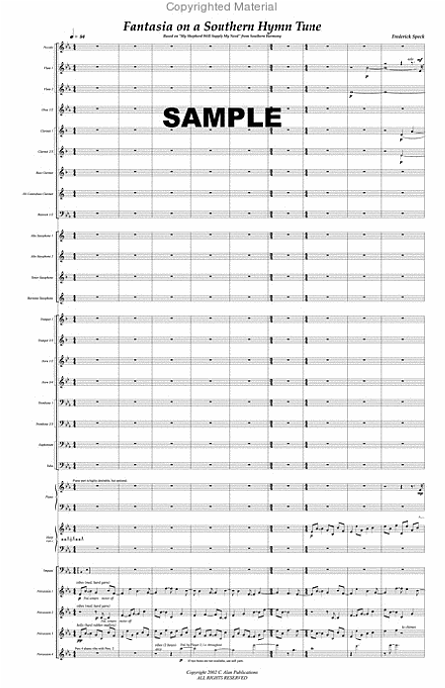Fantasia on a Southern Hymn Tune Concert Band scores gallery preview page 2