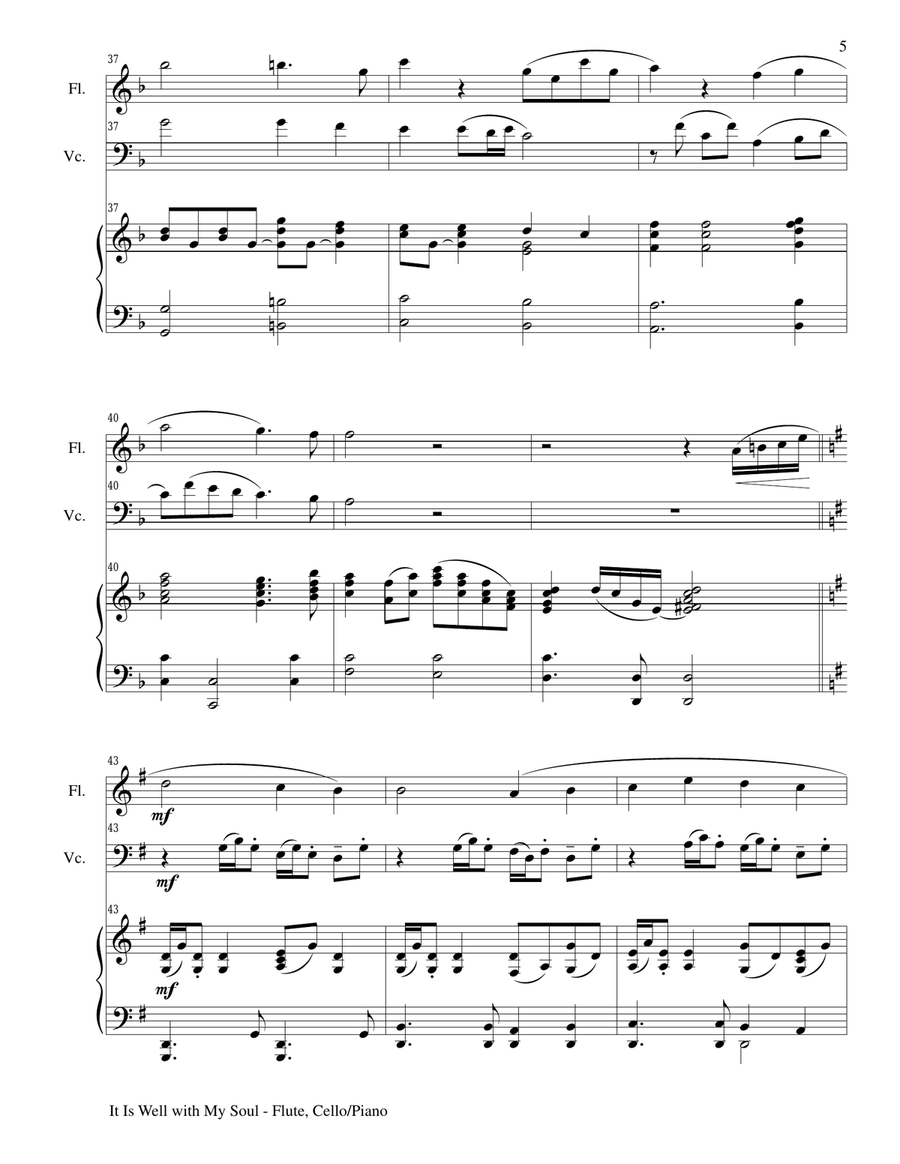 IT IS WELL WITH MY SOUL (Trio for Flute Cello and Piano with Parts) Small Ensemble scores gallery preview page 5