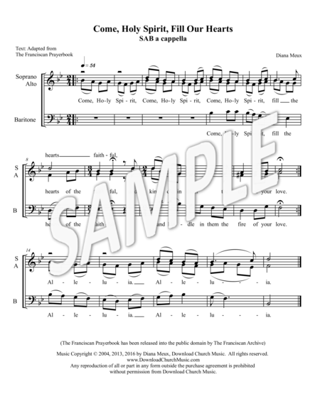 Come Holy Spirit, Fill Our Hearts (SAB a cappella) image number null