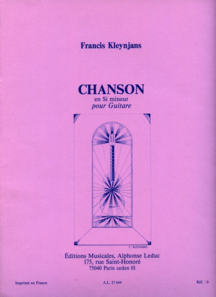 Book cover for Chanson Op.71 In B Minor (guitar Solo)