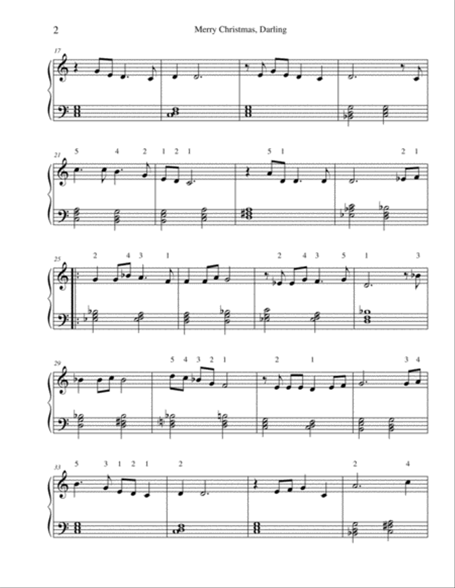 Merry Christmas, Darling Easy Piano scores gallery preview page 2
