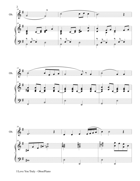 I LOVE YOU TRULY (Duet for Oboe/Piano with Score and Parts) image number null