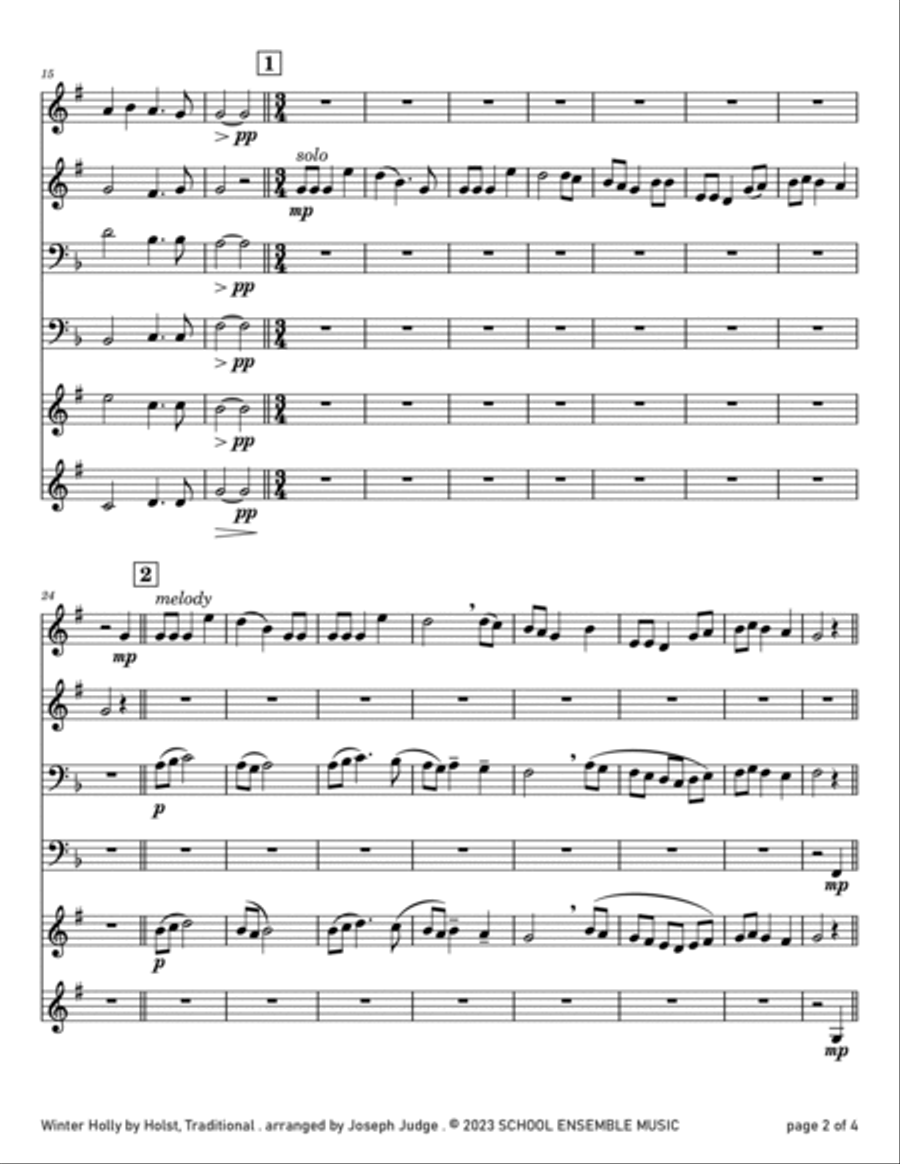 Winter Holly for Brass Quartet in Schools Brass Quartet scores gallery preview page 2