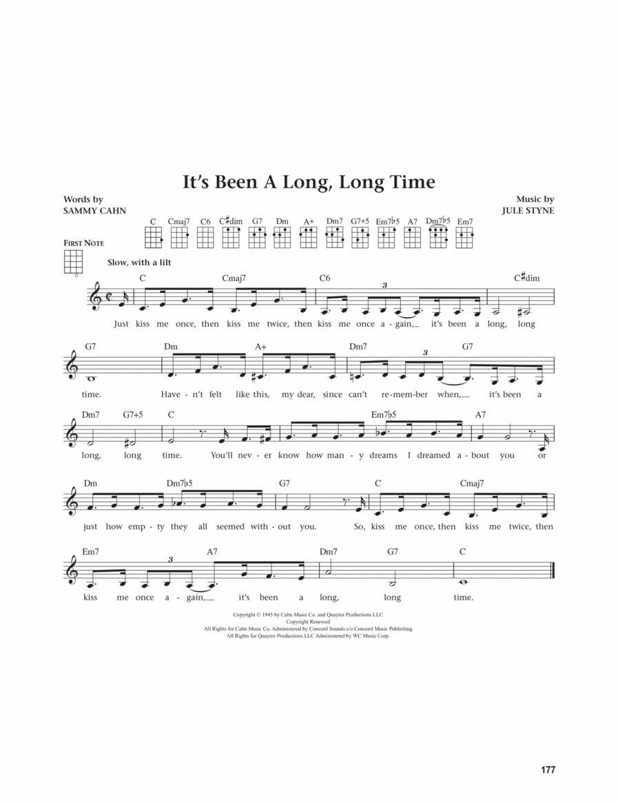 It's Been A Long, Long Time (from The Daily Ukulele) (arr. Jim Beloff) Ukulele scores gallery preview page 1