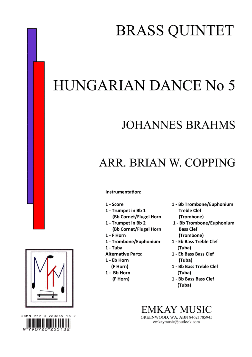 HUNGARIAN DANCE NO5 – BRASS QUINTET image number null