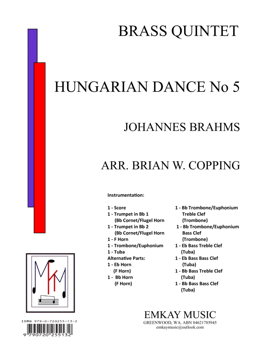 HUNGARIAN DANCE NO5 – BRASS QUINTET Brass Quintet scores gallery preview page 1