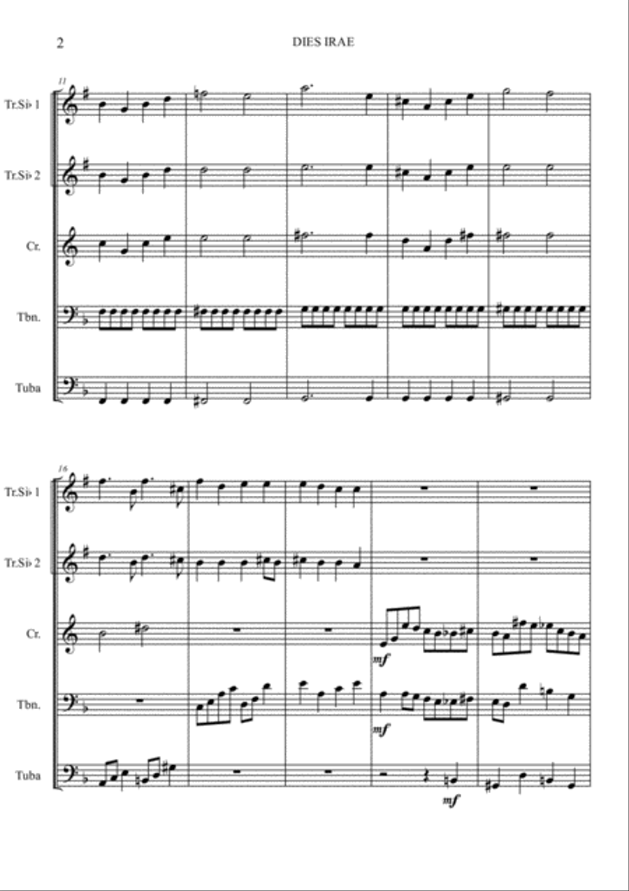 DIES IRAE from REQUIEM by W. A. Mozart Brass Ensemble scores gallery preview page 3