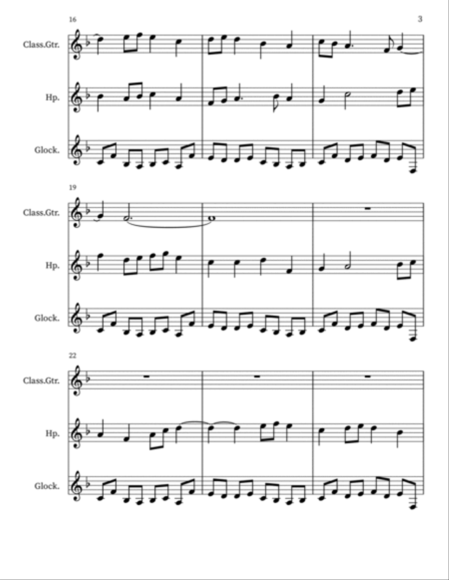 Z 70 (traditional) for Guitar, Harp, Glockenspiel Small Ensemble scores gallery preview page 3