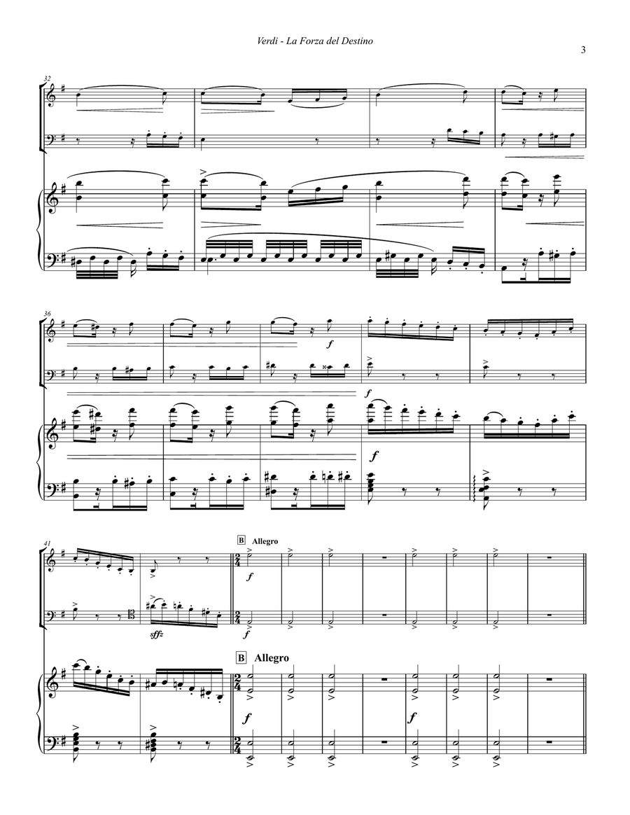 La Forza del Destino (Force of Destiny) Overture for Trumpet, Trombone and Piano Brass Duet scores gallery preview page 3