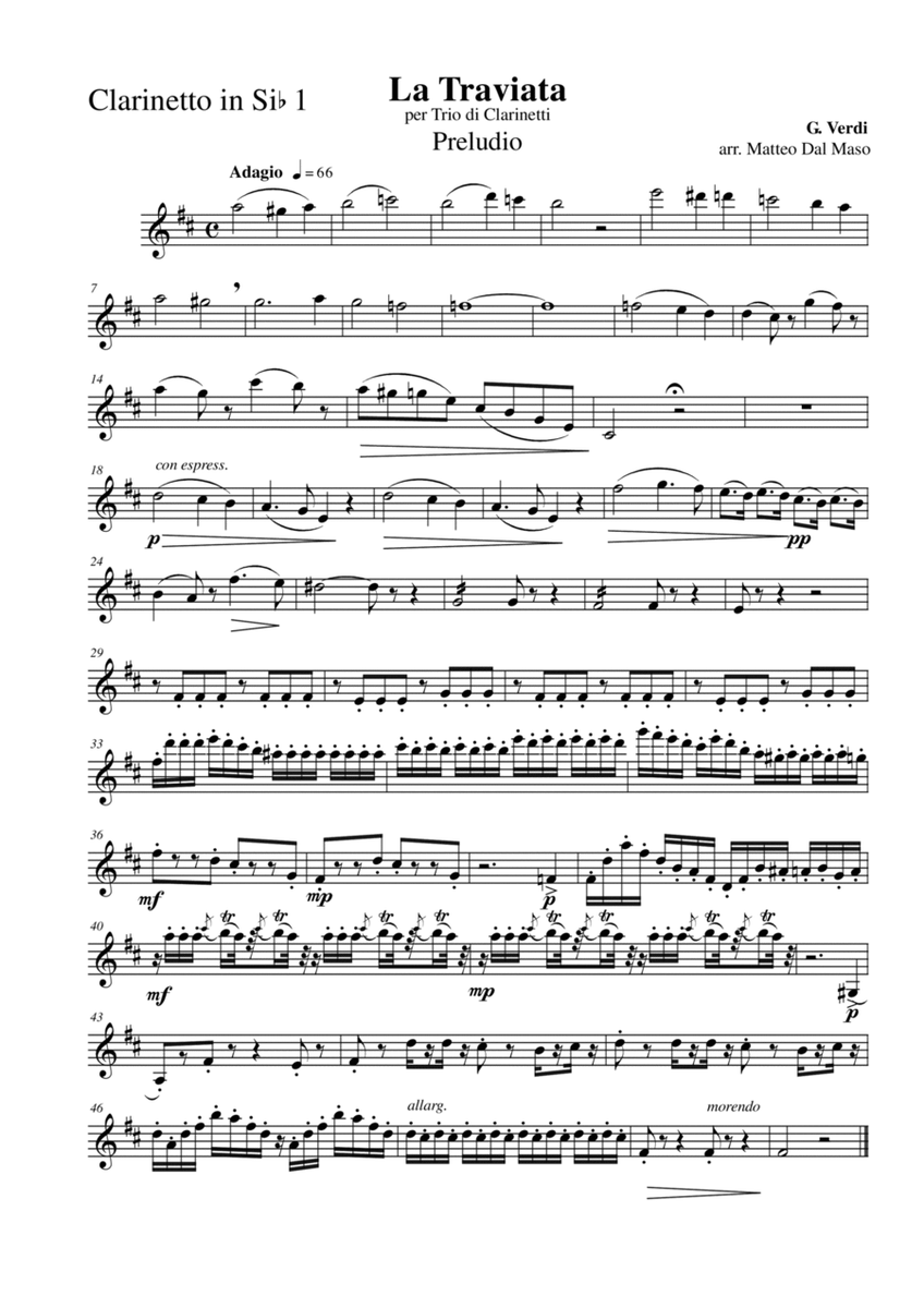 Prelude from LA TRAVIATA - Clarinet Trio image number null