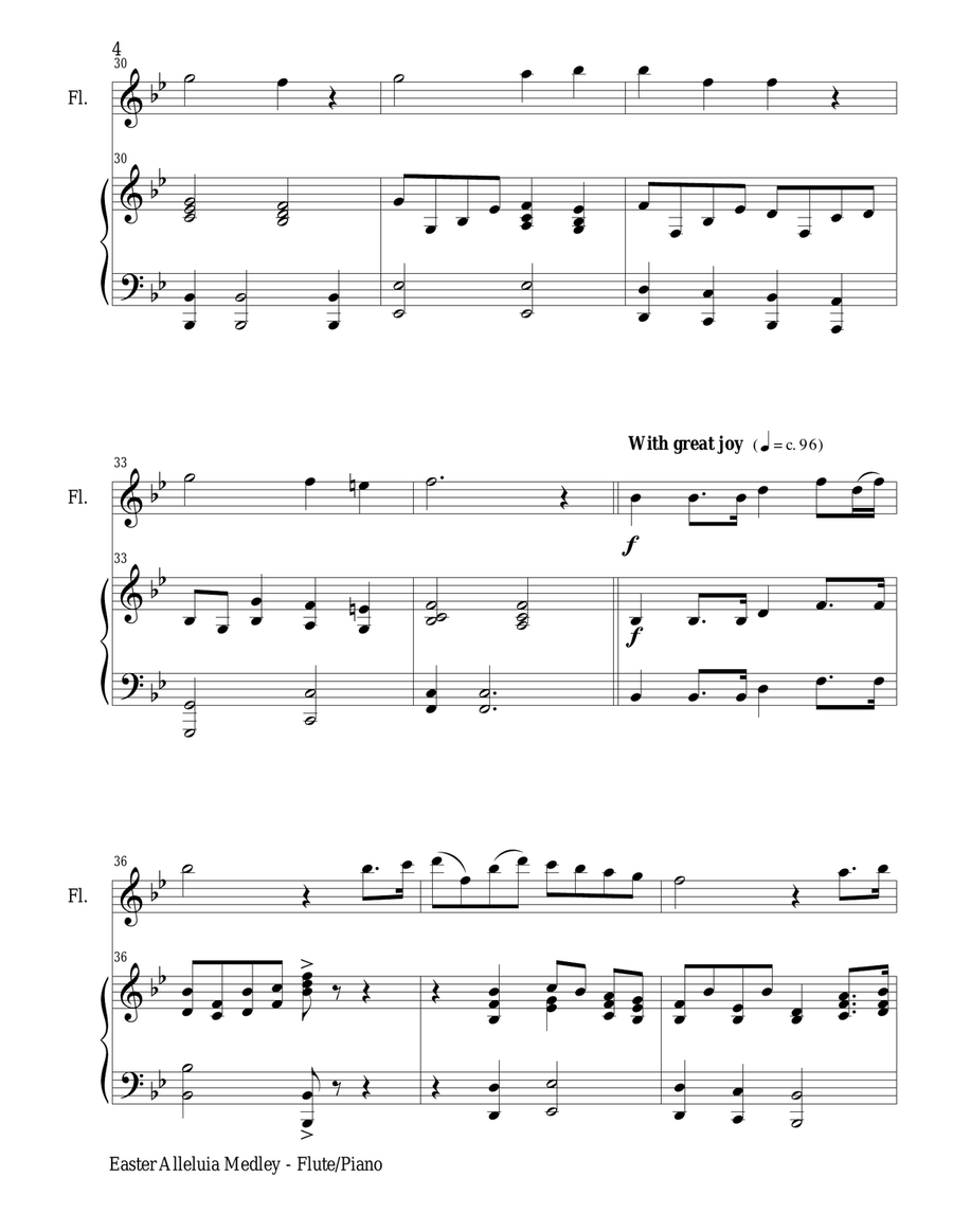 EASTER ALLELUIA MEDLEY (Duet – Flute/Piano) Score and Flute Part Flute Solo scores gallery preview page 4