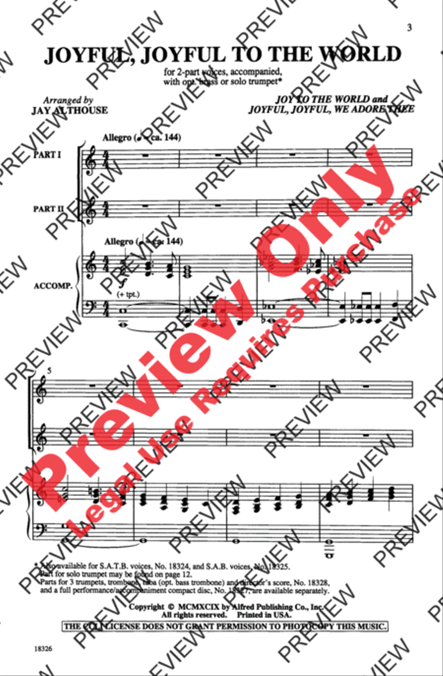 Joyful, Joyful to the World 2-Part scores gallery preview page 3