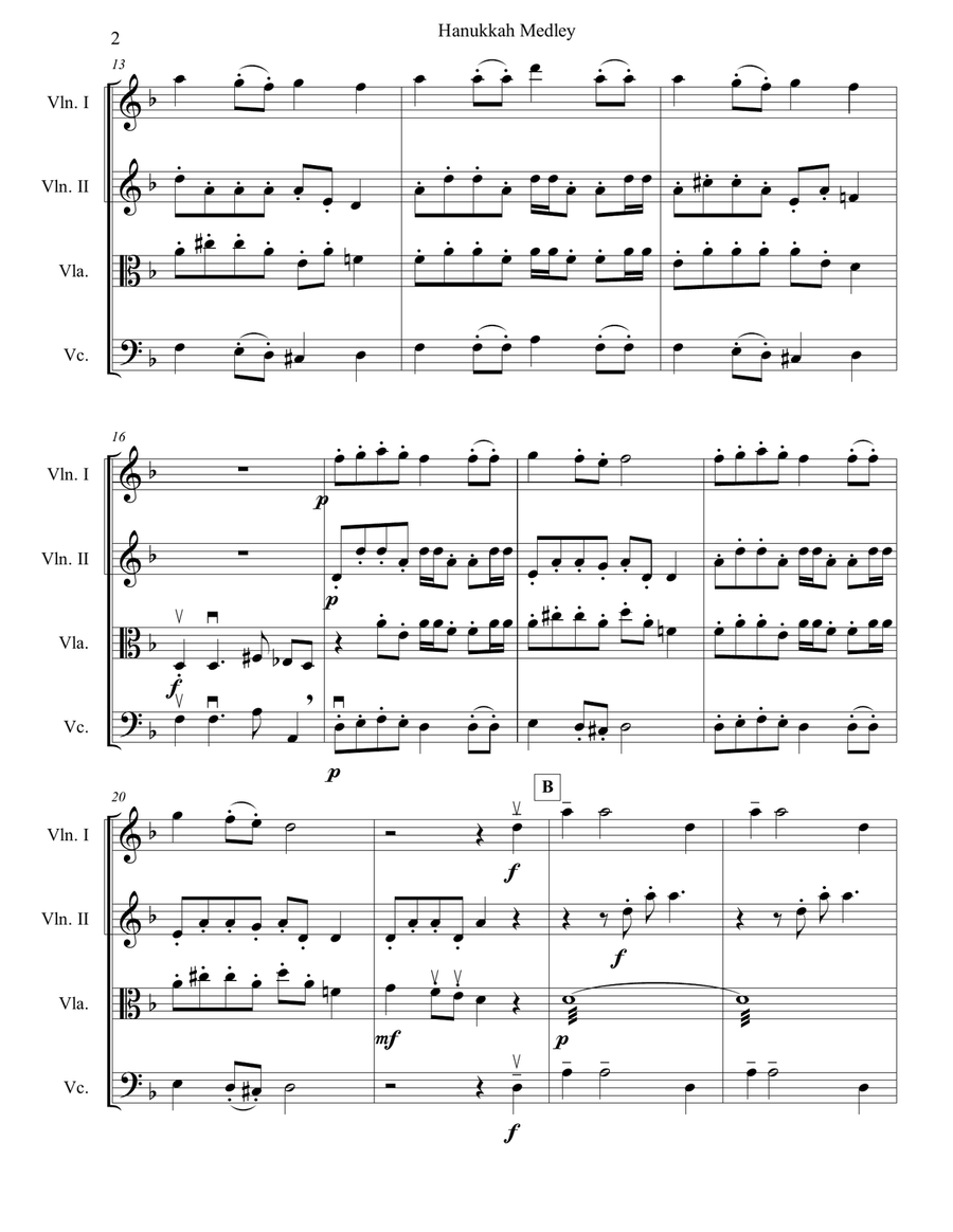 Hanukkah Medley for String Quartet String Quartet scores gallery preview page 3