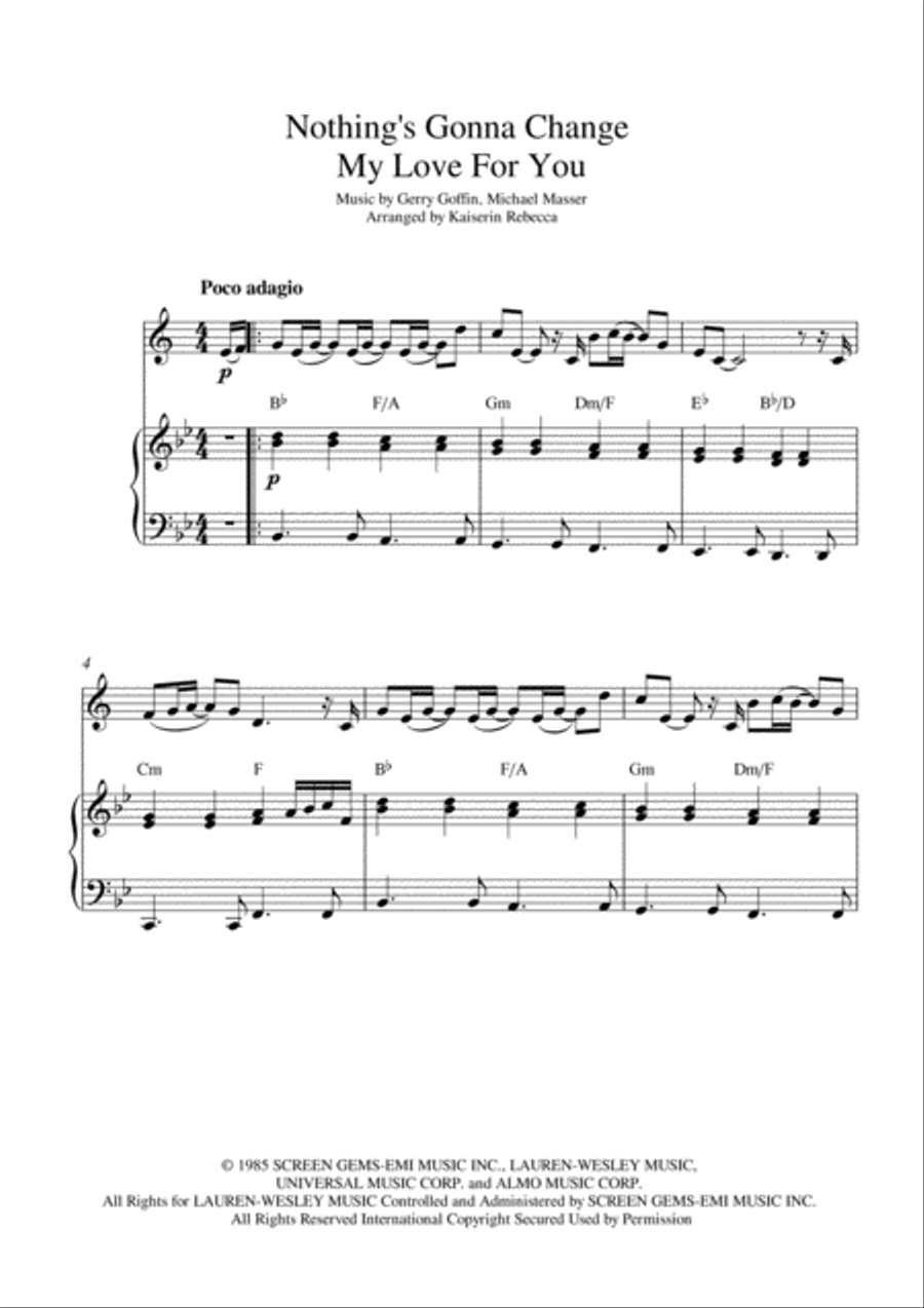 Nothing's Gonna Change My Love For You Tenor Saxophone scores gallery preview page 1