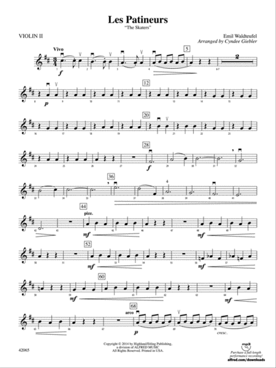 Les Patineurs: 2nd Violin String Orchestra scores gallery preview page 1