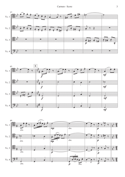 Carmen: 2 Pieces for Violincello Quartet image number null