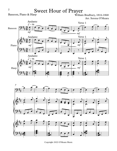 Sweet Hour of Prayer, Trio for Bassoon, Piano & Harp image number null