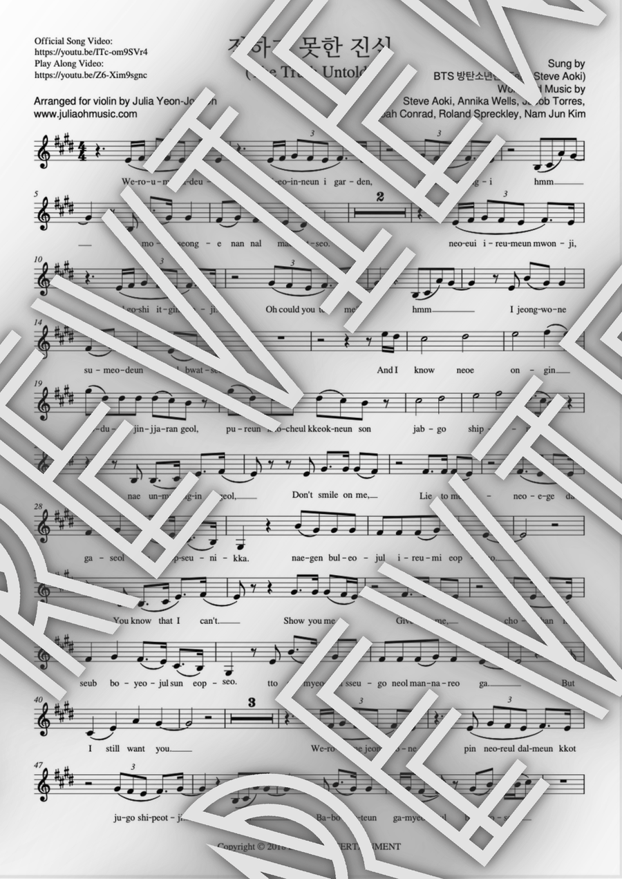 The Truth Untold Violin Solo scores gallery preview page 1