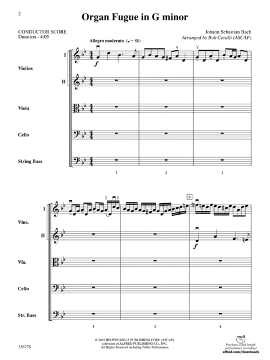 Organ Fugue in G Minor String Orchestra scores gallery preview page 2