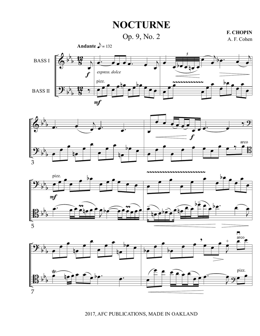 NOCTURNE OP. 9, NO. 2 String Duet scores gallery preview page 1