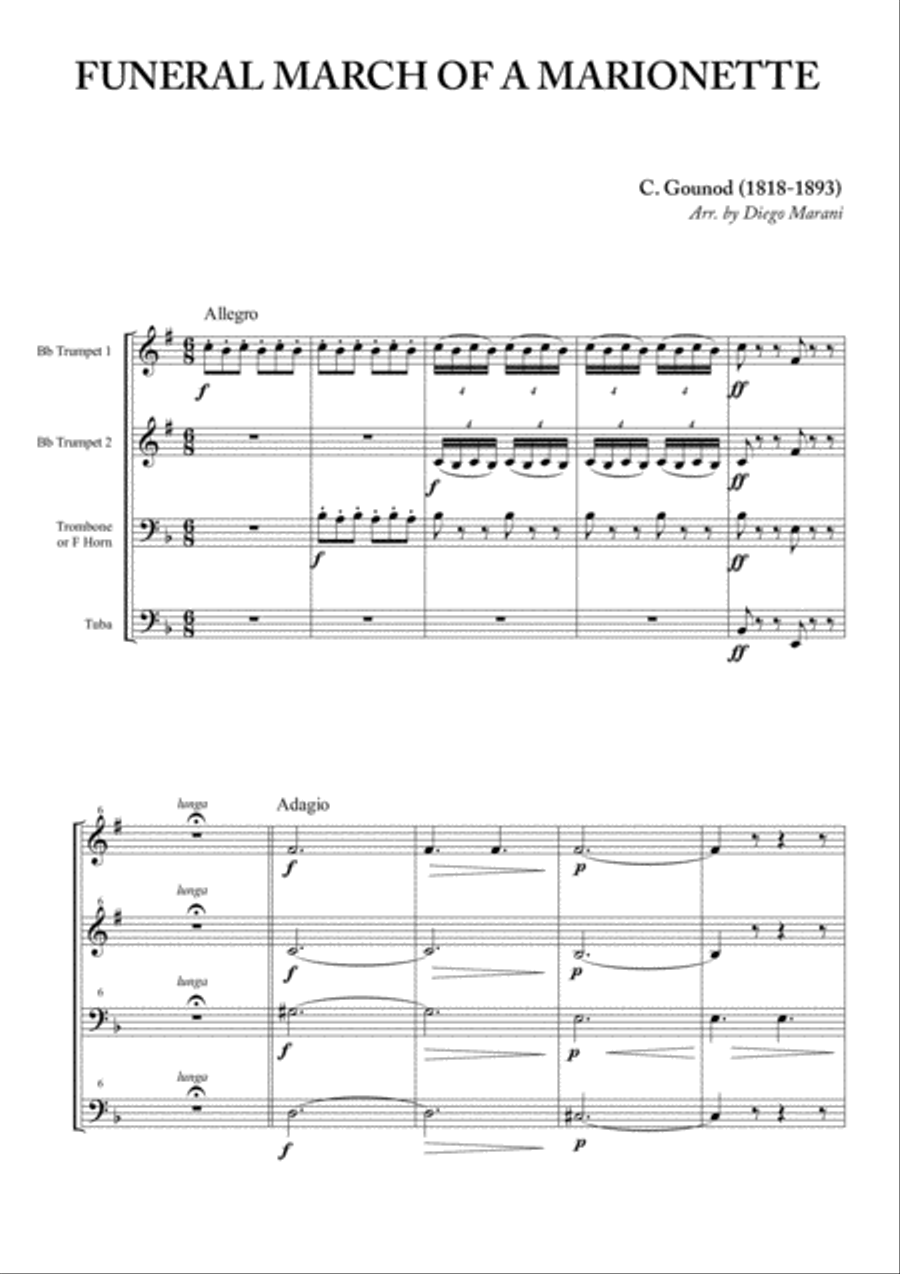 Funeral March of a Marionette for Brass Quartet Brass Quartet scores gallery preview page 1