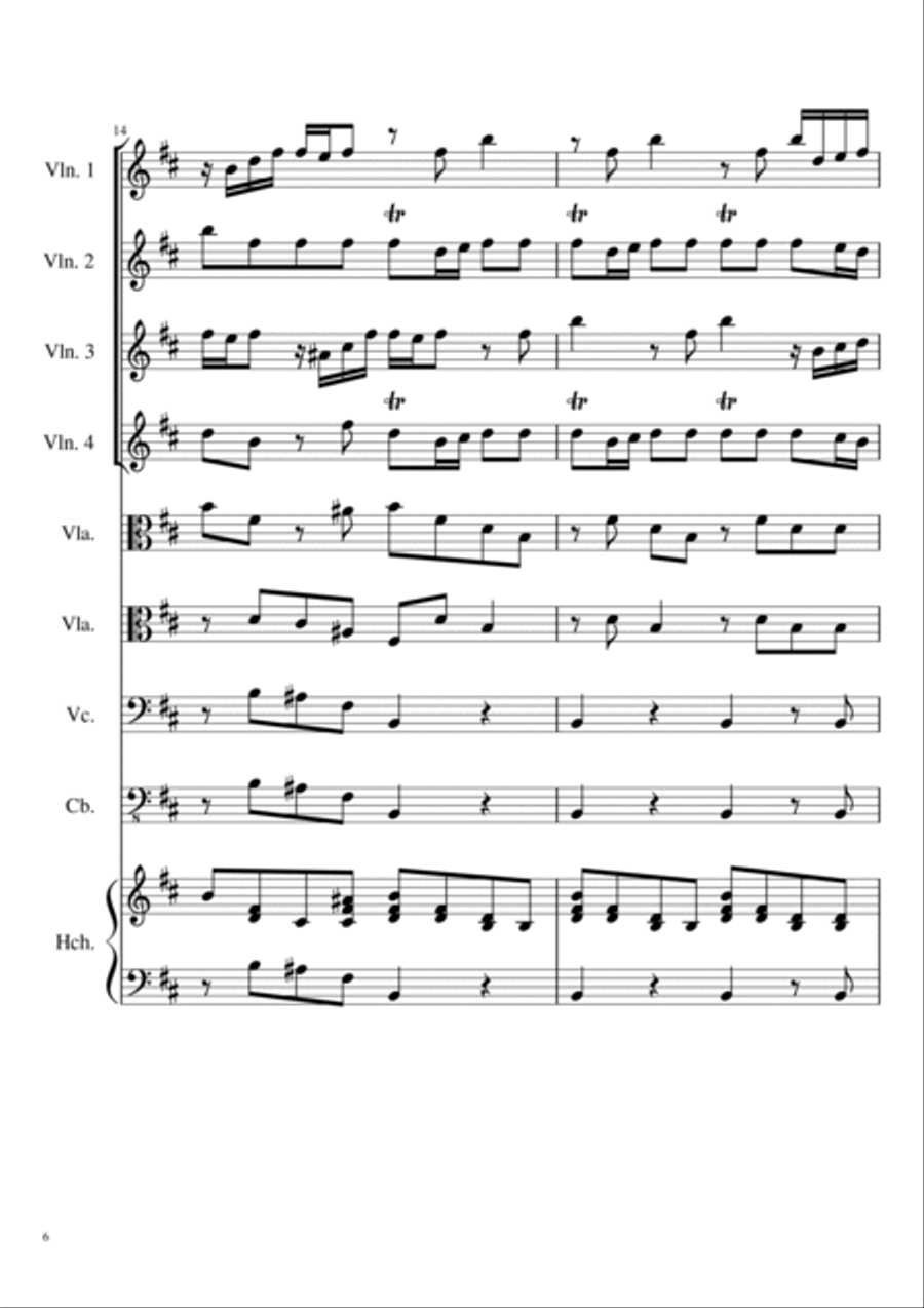 Vivaldi Concerto for 4 Violins and Cello in B minor, L'estro Armonico, Op. 3 No. 10 - RV580 I String Orchestra scores gallery preview page 6