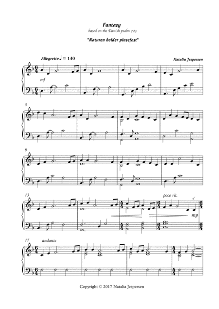 Naturen holder pinsefest Naturen holder pinsefest Piano Solo scores gallery preview page 1