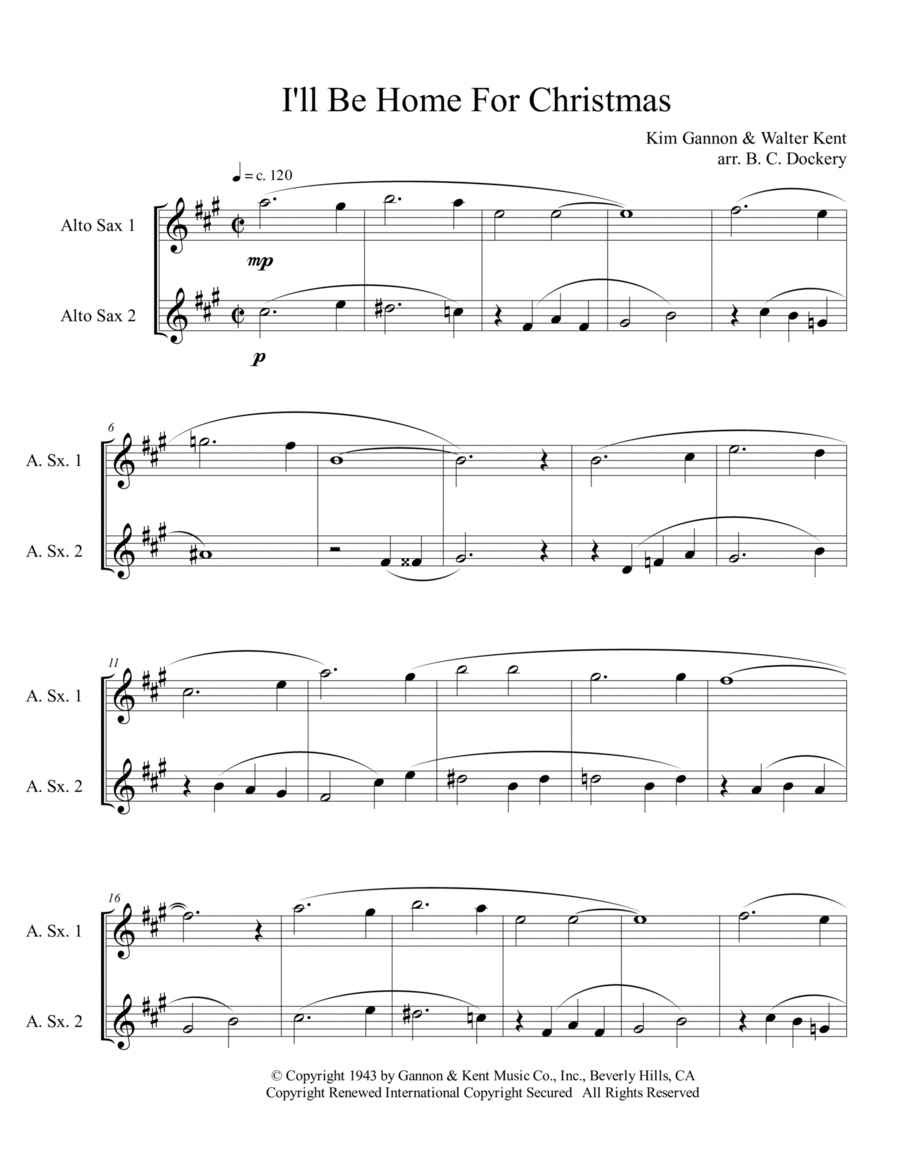 I'll Be Home For Christmas Woodwind Duet scores gallery preview page 1