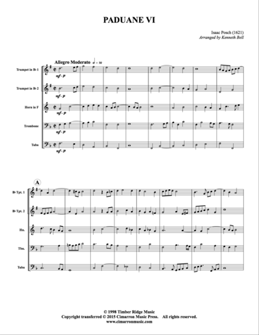 Paduane VI Brass Quintet scores gallery preview page 2
