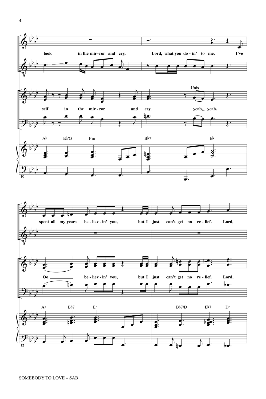 Somebody To Love (arr. Roger Emerson) 3-Part scores gallery preview page 3