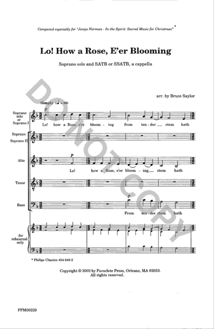 Lo How a Rose E'er Blooming 4-Part scores gallery preview page 2