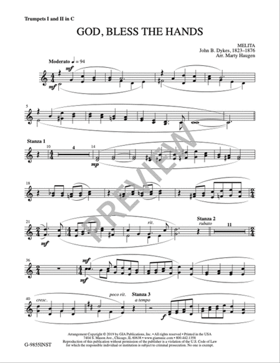 God, Bless the Hands - Instrument edition Trumpet scores gallery preview page 4