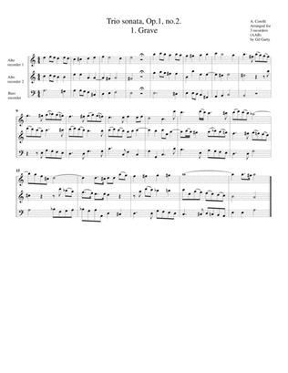 Trio sonata, Op.1, no.2 (arrangement for 3 recorders)