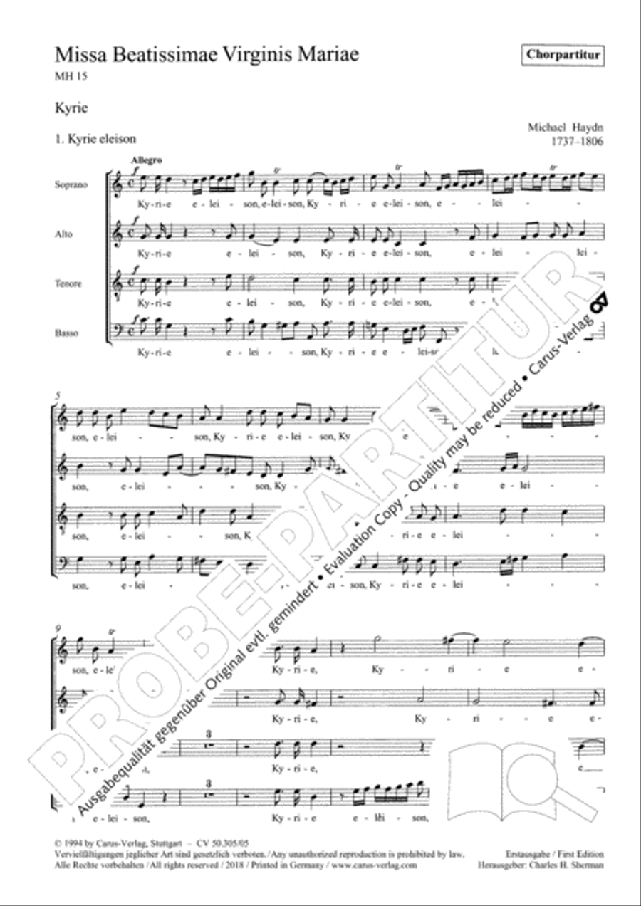 Missa Beatissimae Virginis Mariae 4-Part scores gallery preview page 3