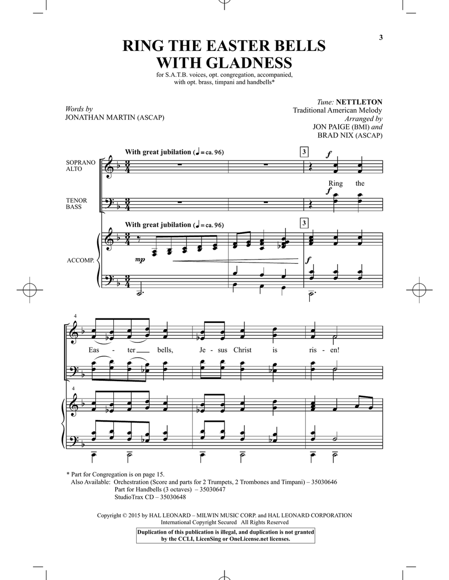 Ring The Easter Bells With Gladness Choir scores gallery preview page 1