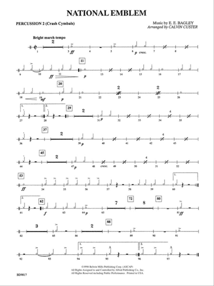 National Emblem: 2nd Percussion Concert Band scores gallery preview page 1
