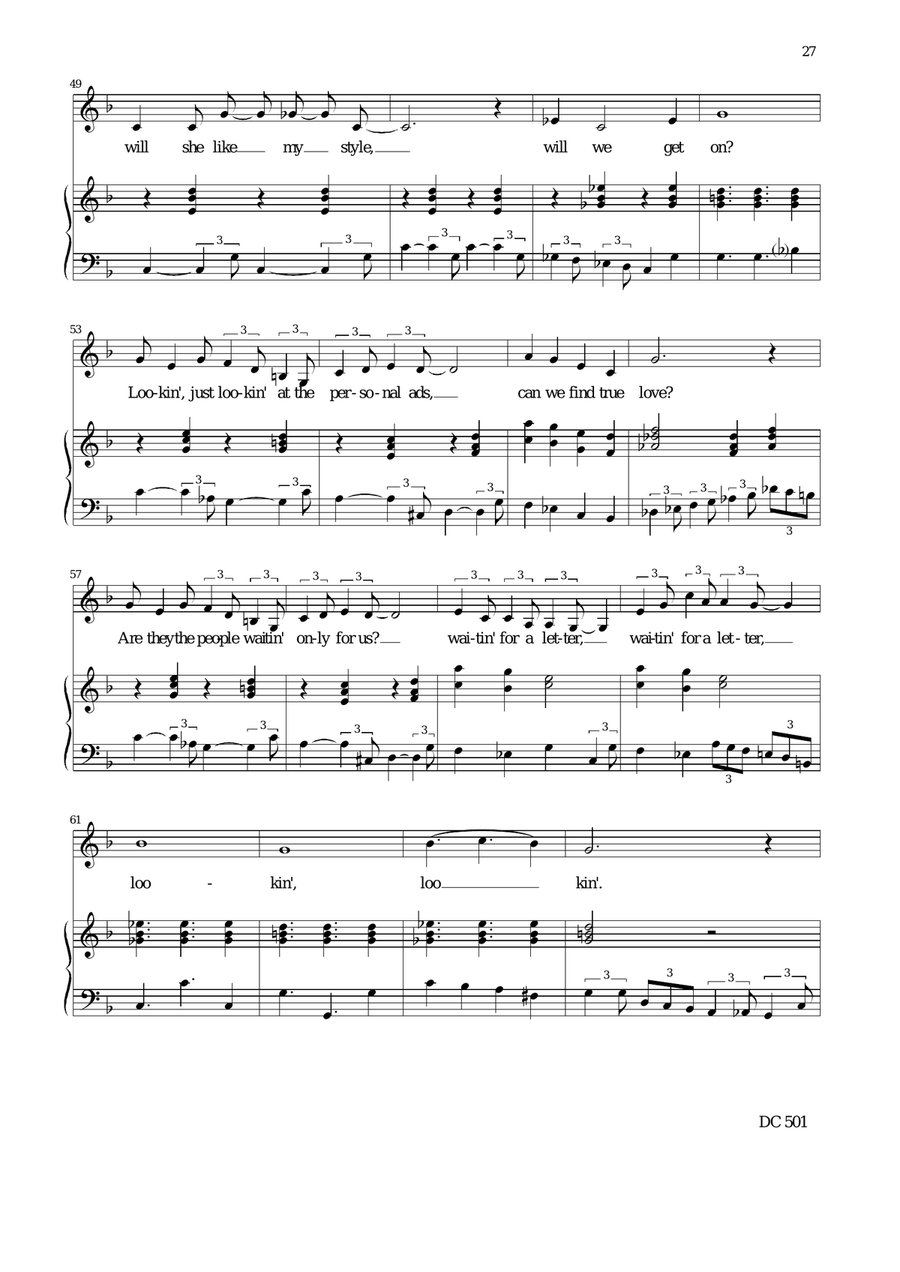 Looking just looking in the personal ads (Alto and piano) Alto Voice scores gallery preview page 4