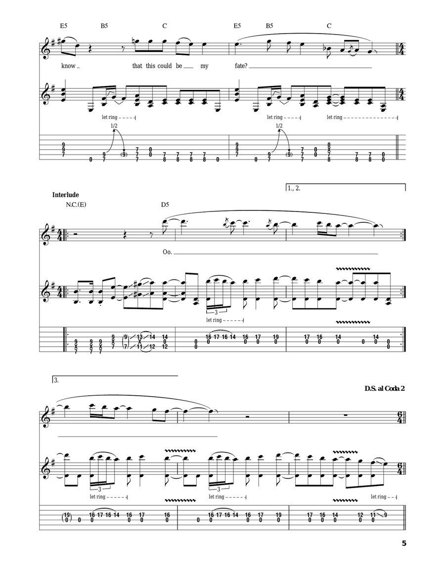 Fell On Black Days Acoustic Guitar scores gallery preview page 5