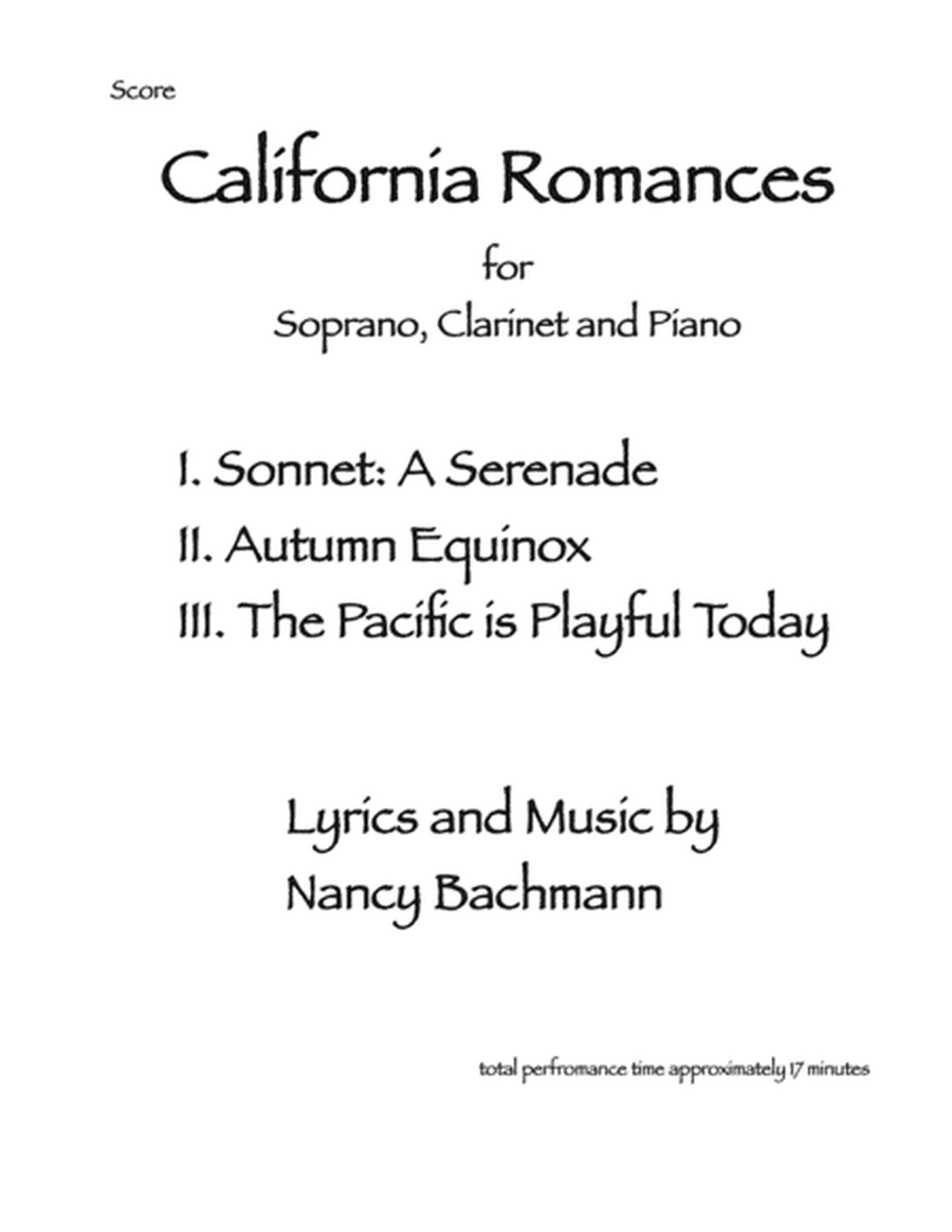 California Romances for Soprano, Clarinet and Piano image number null