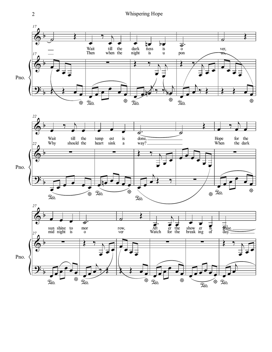 Whispering Hope Tenor Voice scores gallery preview page 2
