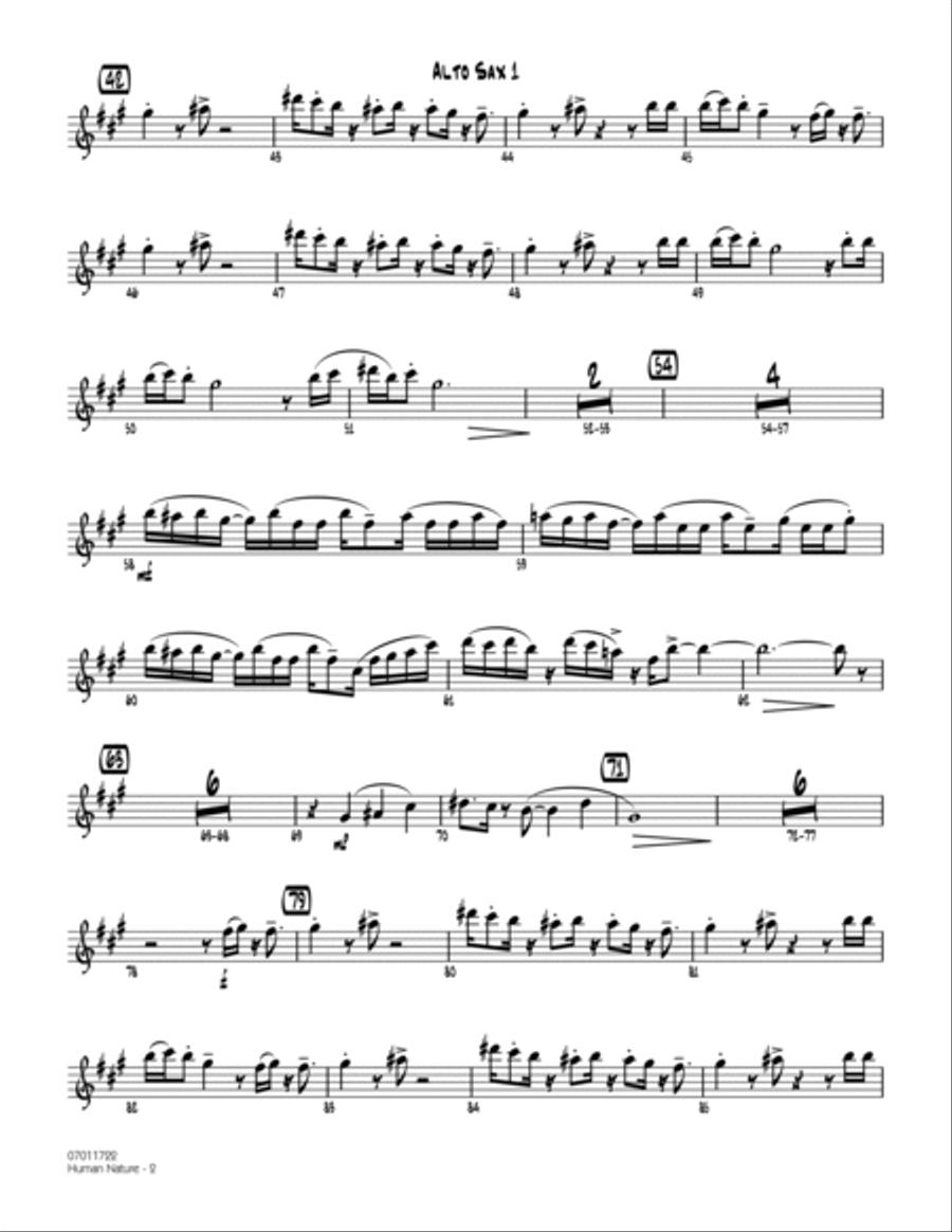 Human Nature - Alto Sax 1 Alto Saxophone scores gallery preview page 2