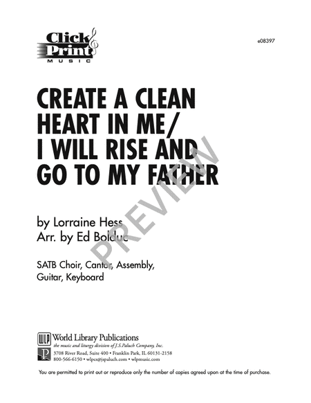 Create a Clean Heart in Me / I Will Rise and Go to My Father image number null