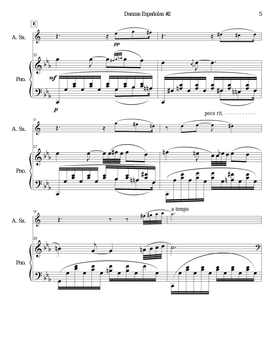 Oriental by Granados for alto sax and piano Alto Saxophone scores gallery preview page 5