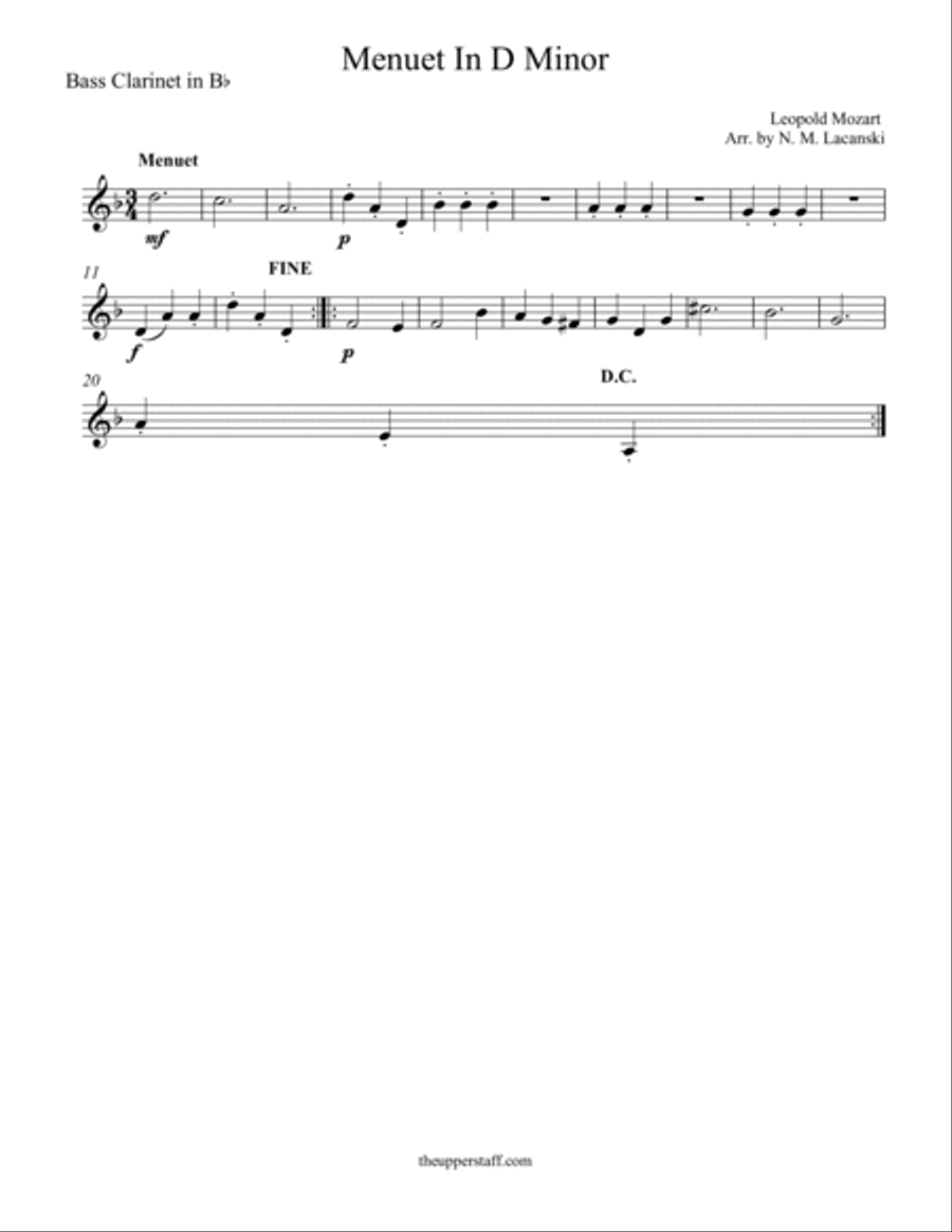 Menuet in D Minor Clarinet Solo scores gallery preview page 2