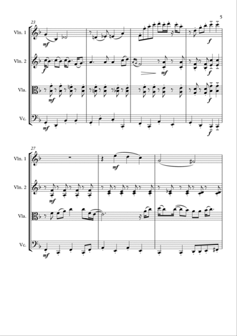 Tie A Yellow Ribbon Round The Ole Oak Tree String Quartet scores gallery preview page 5