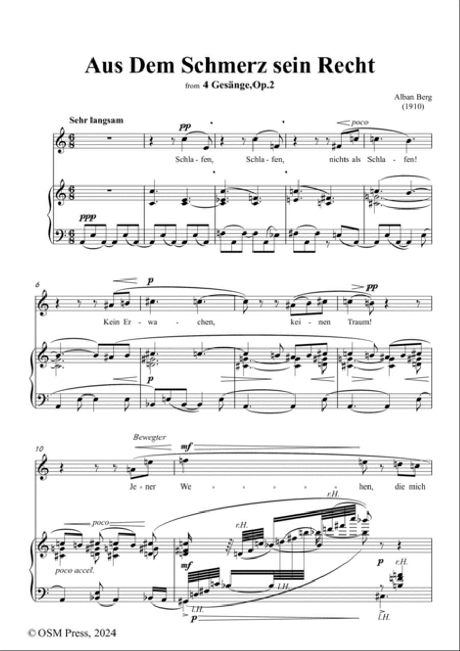 Alban Berg-Aus Dem Schmerz sein Recht(1910),in a minor,Op.2 No.1 Voice scores gallery preview page 2