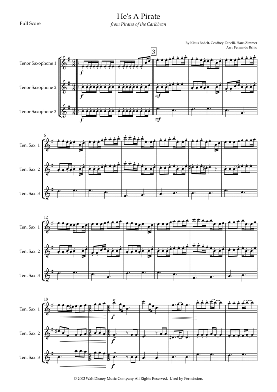 He's A Pirate Woodwind Trio scores gallery preview page 1