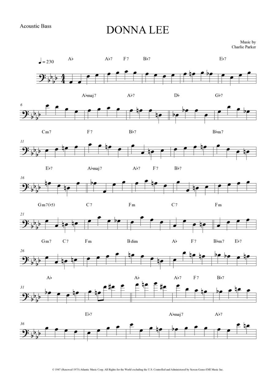 Donna Lee Double Bass scores gallery preview page 1
