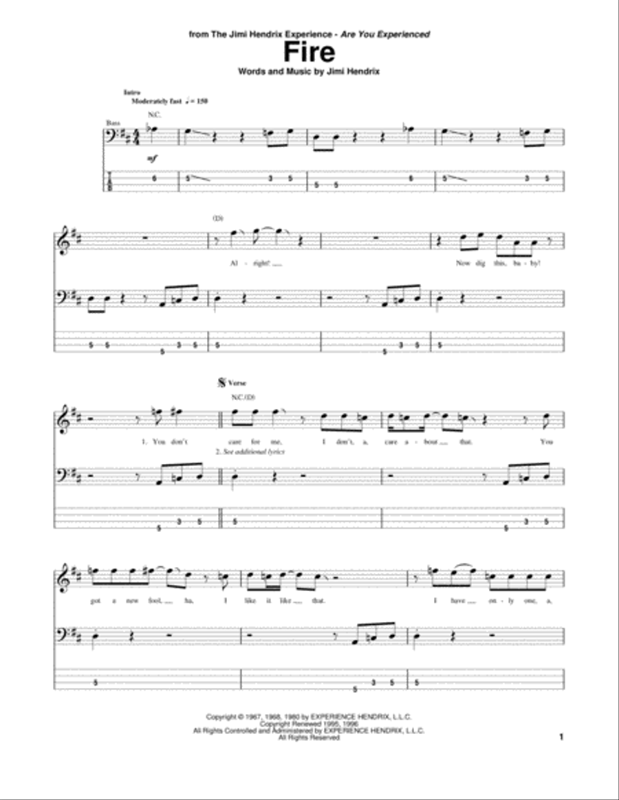Fire Guitar Tablature scores gallery preview page 1